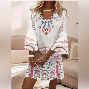 Floral Embroidered White Dress